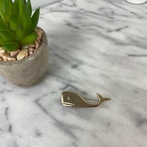 Vintage Light Gold Midcentry Whale Brooch Pin Moby Dick